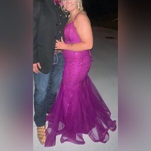 Sherri Hill Vibrant Purple Backless Dress